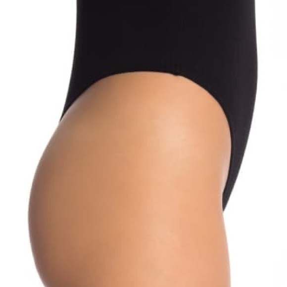 BP. V-Neck Ribbed Thong Bodysuit Black - Picture 3 of 3